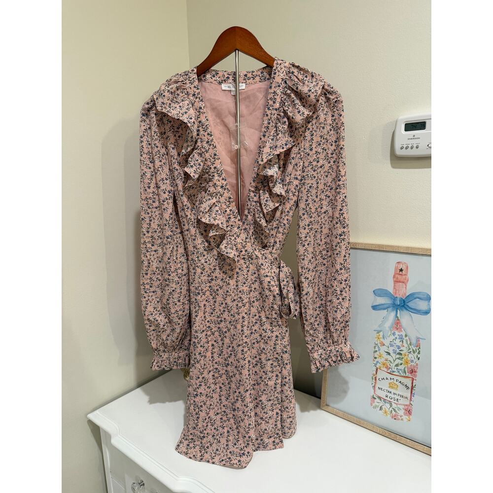 ✨ Free the Rose Pink for Anthropologie-Floral Ruffle Wrap Dress — NWT ✨